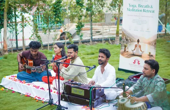Yoga practice outdoors in Rishikesh
