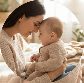 Mother and baby during prenatal yoga teacher training